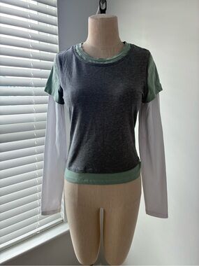 NWT Glassons Women's Cotton Layered Long Sleeve Mint Top